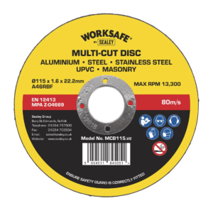 Sealey Multi Material Cutting Slitting Disc 115mm x 1.6mm x 22mm Pk10